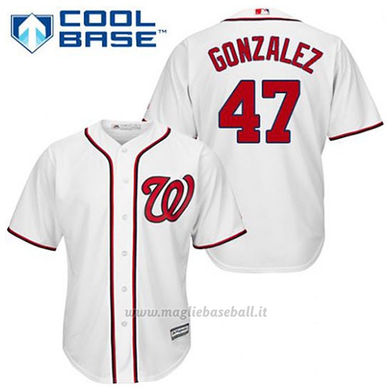 Maglia Baseball Uomo Washington Nationals Gio Gonzalez 47 Bianco 1ªCool Base